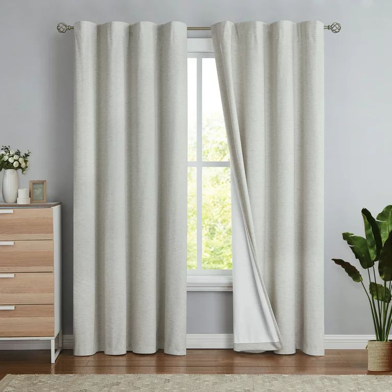 Flowpartex Natural Linen Full Blackout Energy Efficient Curtains for Bedroom Solid Thermal Insula... | Walmart (US)