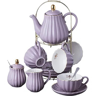 Fine China Pink Coffee Cup/teacup Set, 7 Oz Cups & Saucer Service For 4, With Teapot-sugar Bowl-cream Pitcher Teaspoons And Tea Strainer For Tea/coffe | Wayfair North America