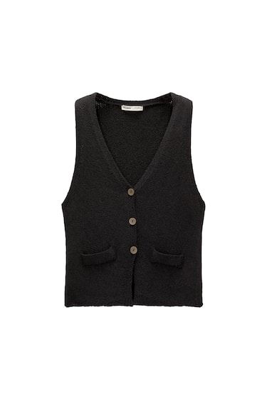 Gilet sans manches en maille à boutons contrastants | PULL and BEAR FR