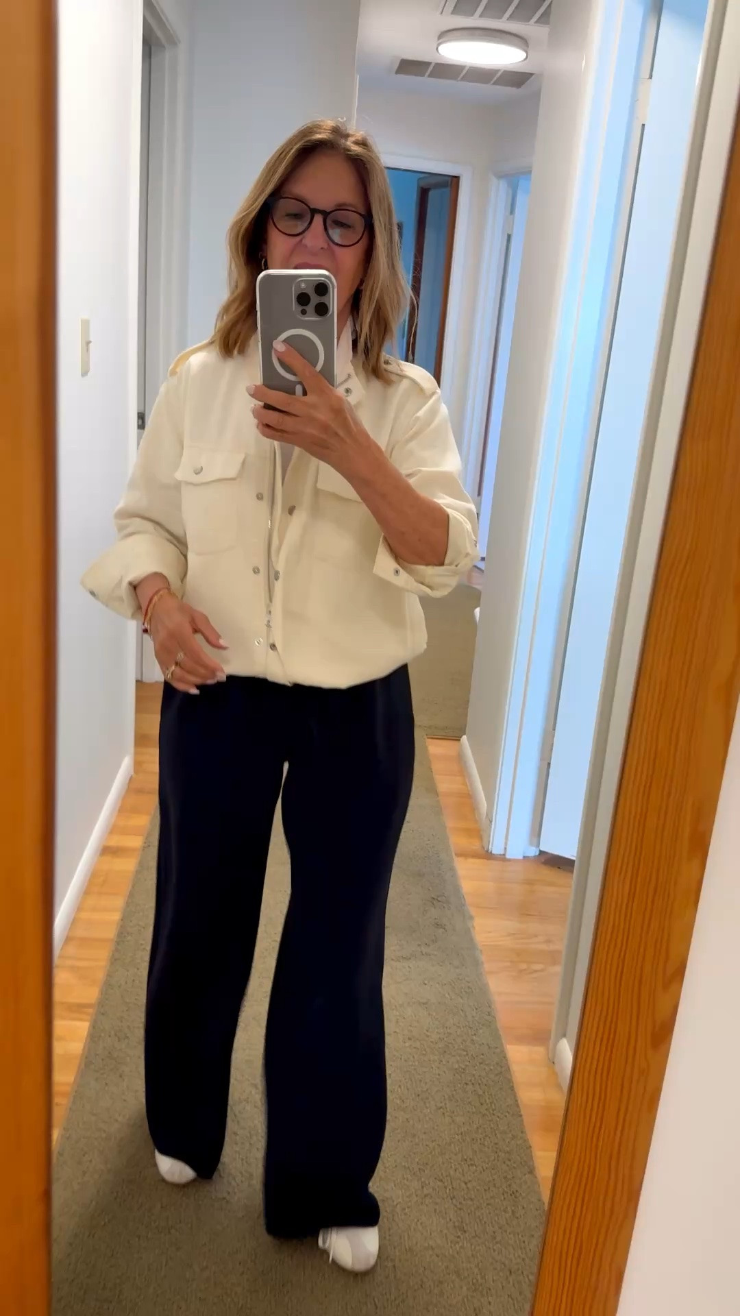 My ootd
Rails jacket fits tts. I'm wearing a size XS. I wear this jacket several times a week.  It's been a great jacket to have in my wardrobe.

@Aritzia crepe lodge pants.  Fit tts. I'm wearing a small for a relaxed fit. I wear these often because they don't wrinkle.  Dress up or down, and a nice pair of pants for a trip. 

@adidas Tokyo sneaker.  Runs big size down. Love these. They are cool and comfy.

#LTKOver40 #LTKSeasonal #LTKPetite