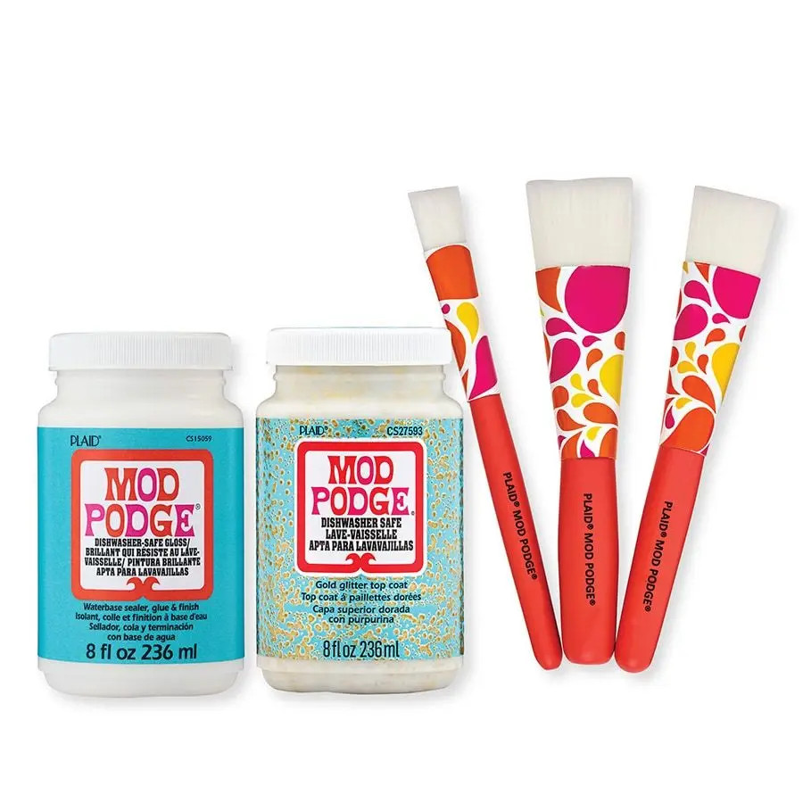 Mod Podge ® Dishwasher Safe Gloss/Glitter & Brush Kit - PROMOMPDWS24  | Plaid Online | Plaid Crafts