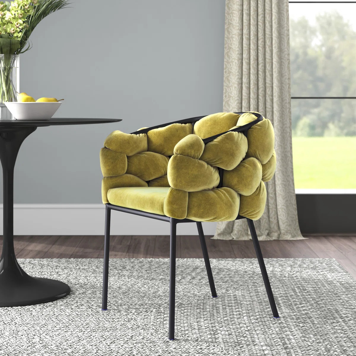Lawncrest 18'' H Upholstered Metal Armchair | Wayfair North America