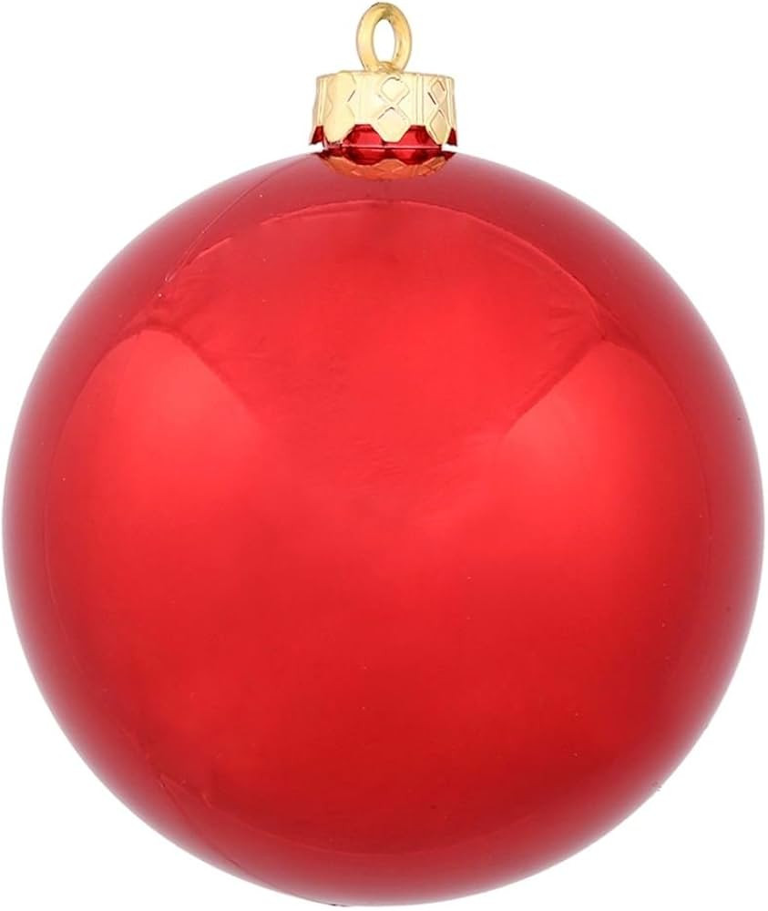 Vickerman 6" Red Shiny Ball Ornament - Red - 4-Pack - Holiday Decorations - Red Christmas Decorat... | Amazon (US)