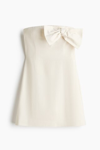 H & M - Bow-Detail Bandeau Dress - Ivory | H&M (US + CA)
