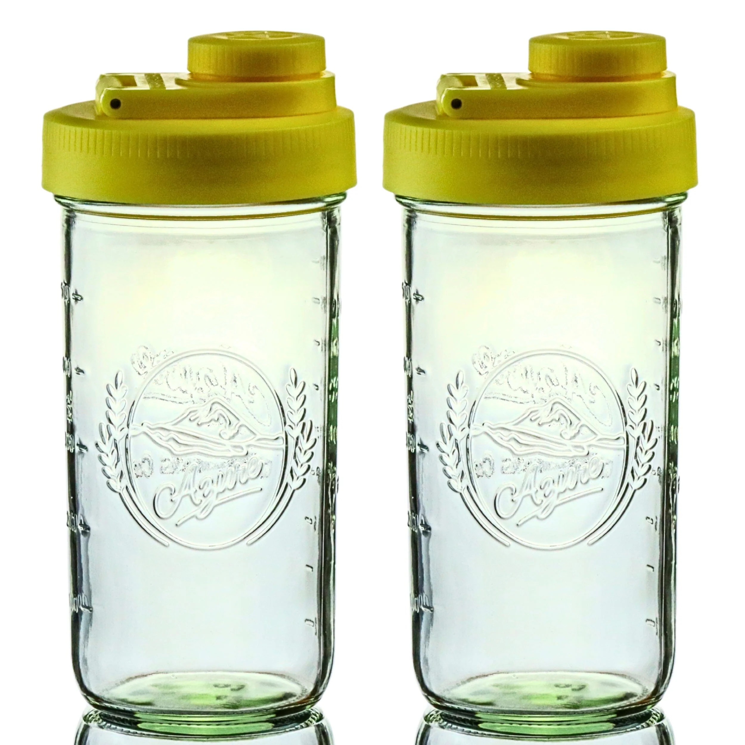 Brewing America Mason Jar Drinking Cup Pint and Half Drinking Lid and Azure 24oz Jar (2, Yellow) | Walmart (US)