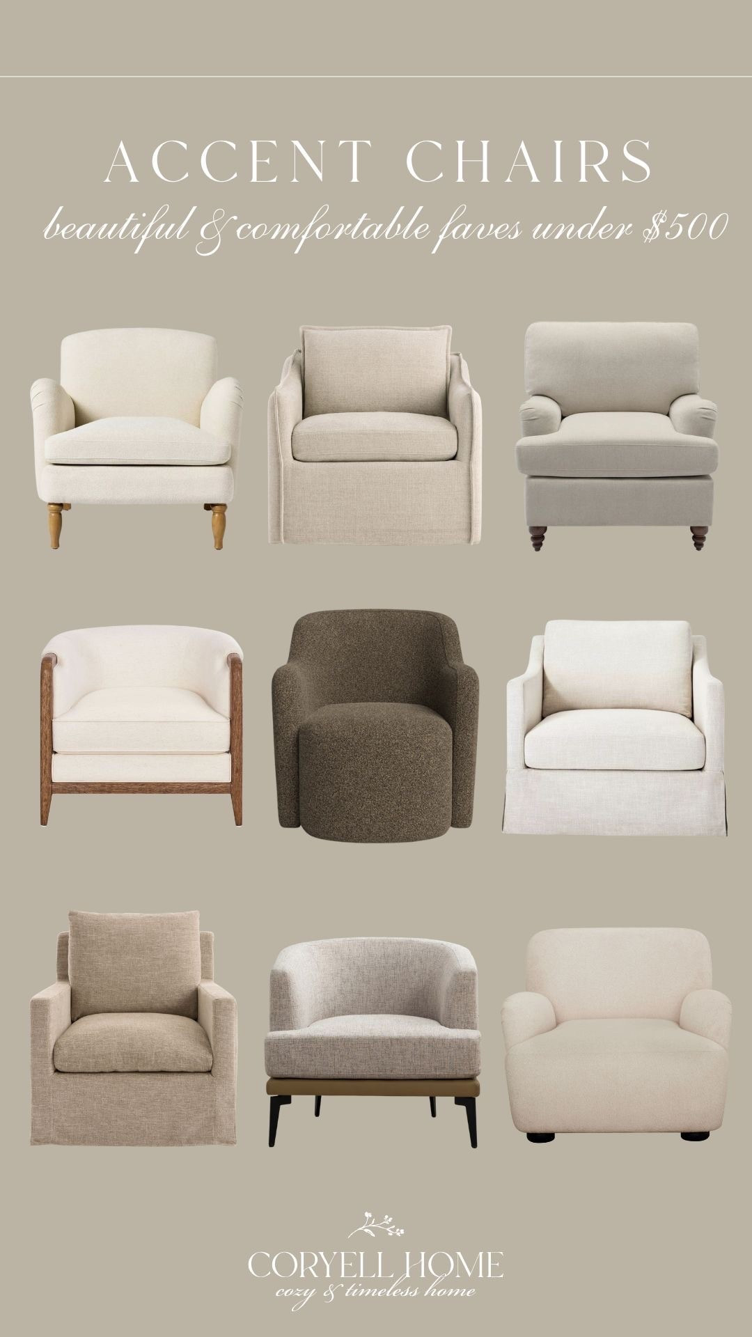 Affordable accent chairs I am loving! All of these options are under $500 and are comfortable too. We have the first style in our home and I love it! 

#LTKStyleTip #LTKHome