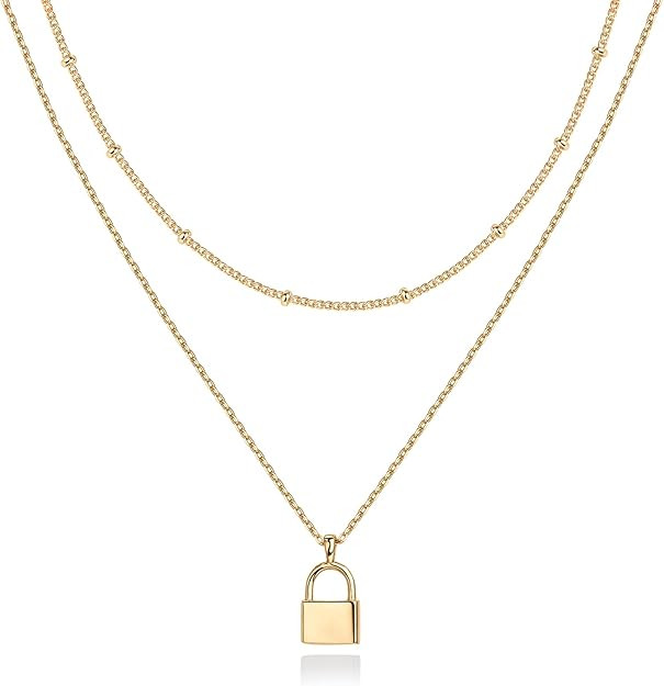 PAVOI 14K Gold Plated Layering Necklaces | Stylish Minimalist Design Pendant Necklaces | Butterfl... | Amazon (US)