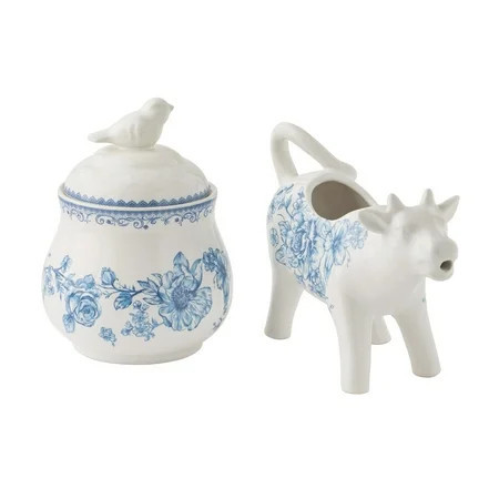 The Pioneer Woman Agatha Stoneware Sugar Bowl & Creamer Set, Blue | Walmart (US)