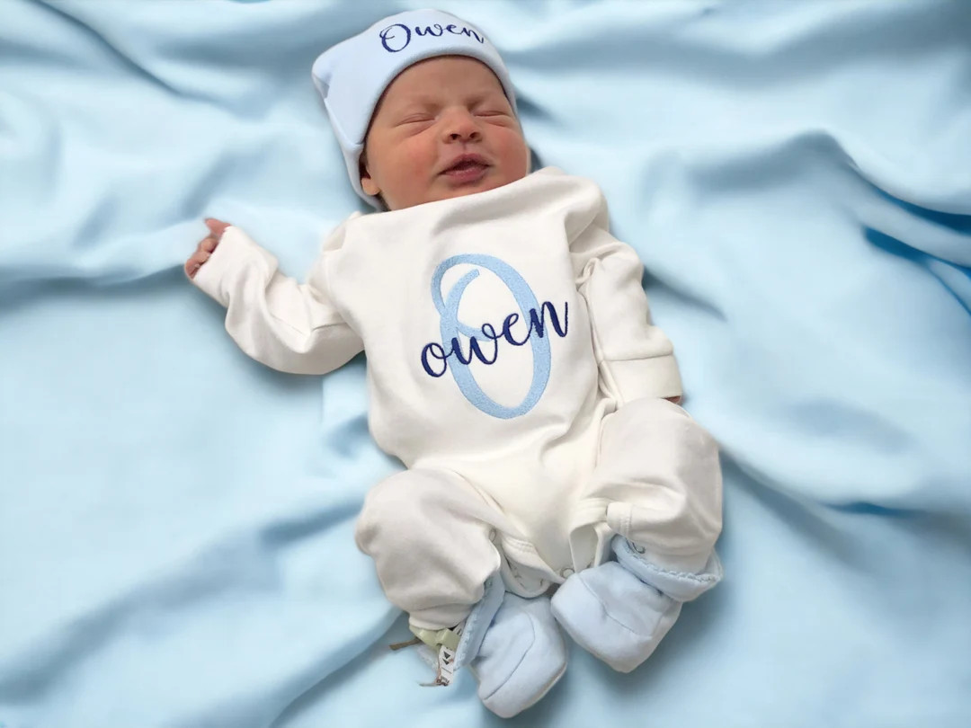 Baby Boy Coming Home Outfit Newborn Personalized Romper - Etsy | Etsy (US)