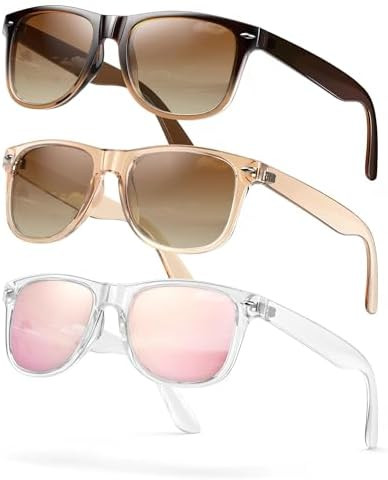 Polarized Sunglasses Womens Trendy Classic Retro Sun Glasses Fashion UV400 Protection 3 Pack | Amazon (US)