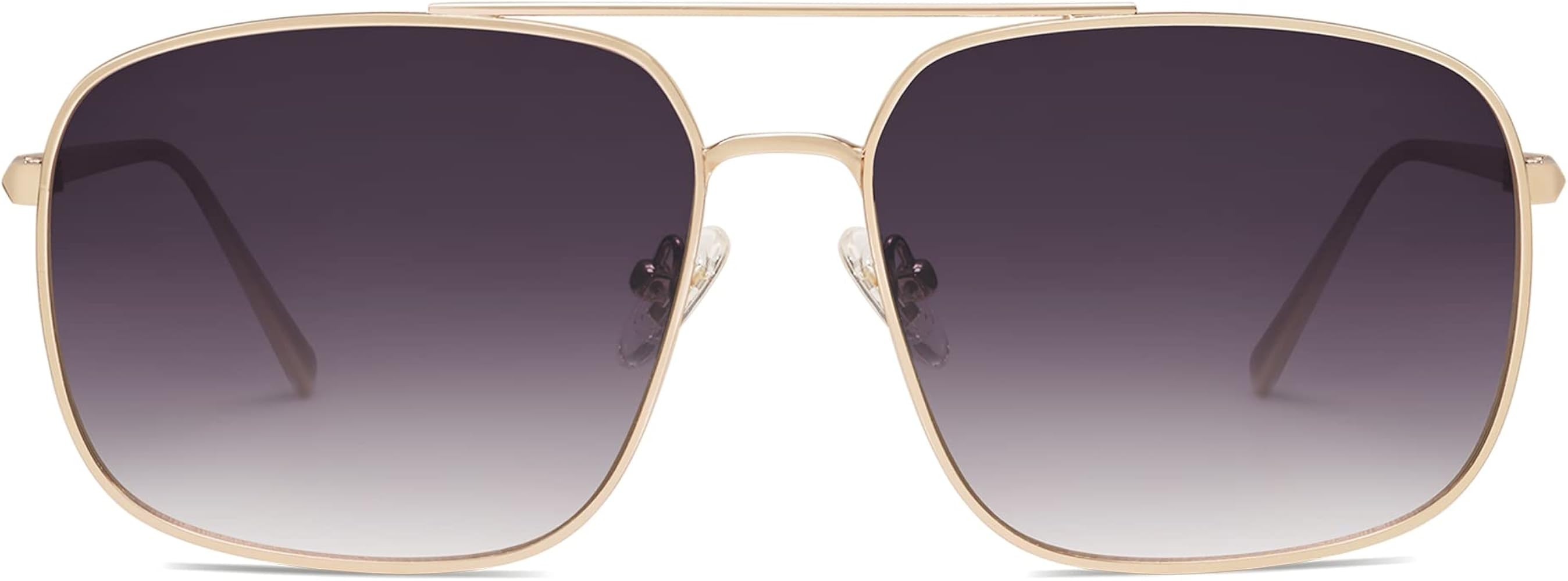 SOJOS Trendy Square Aviator Sunglasses for Women Men, Gold Frame Light Tint Gradient Shades SJ117... | Amazon (US)