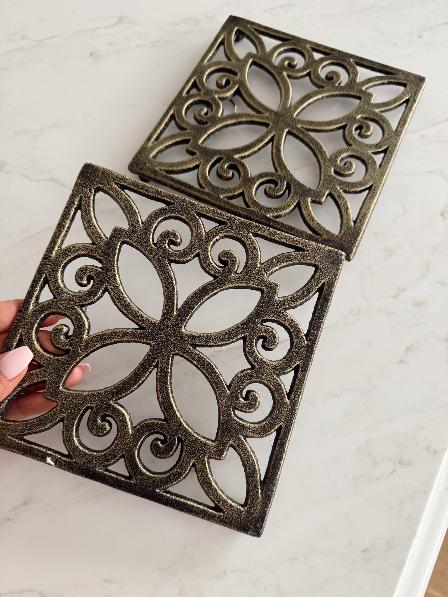Cast iron trivets I have!

Kitchen, home decor, interiors, styling, for the home, my home sweet home, neutral home, classic home, traditional home, timeless decor, entryway, foyer, dining room, formal dining room, dining table, kitchen table, kitchen ideas, spaces, cozy home, cozy corner, home tour, reels, trending, inspiration , 90’s home, home renovation, home remodel, Nancy meyers aesthetic, modern classic 

#LTKFindsUnder50 #LTKFindsUnder100 #LTKHome