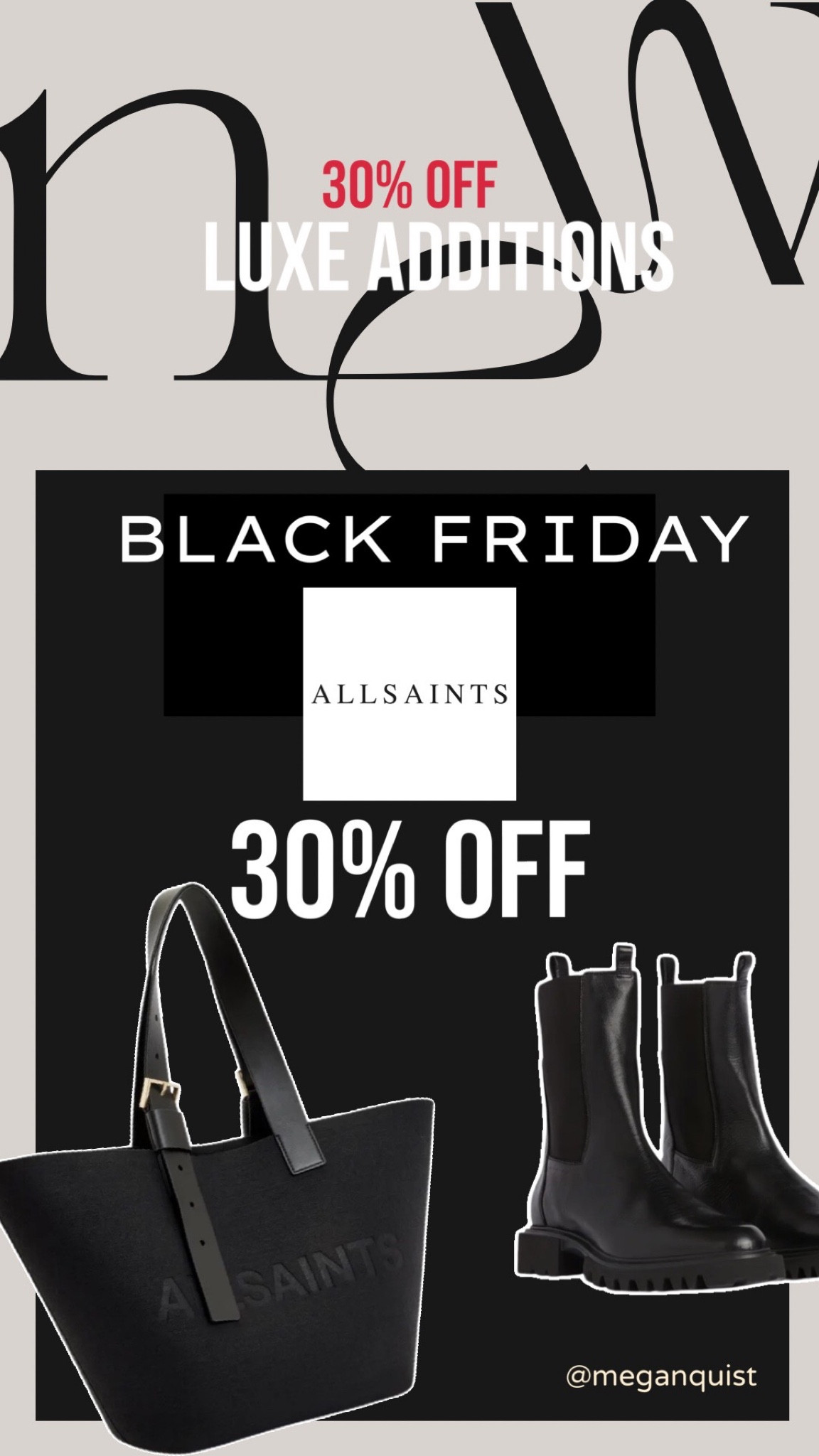 All saints Black Friday sale 30% off get a great capsule bag or jacket! 

#LTKGiftGuide #LTKCyberWeek #LTKHoliday