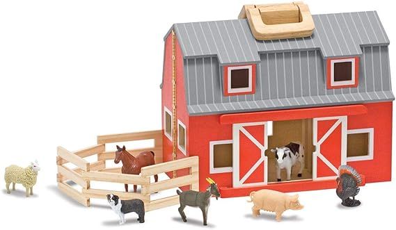Melissa & Doug Wooden Fold & Go Barn, Animal & People Play Set, Promotes Imaginative Play, 7 Anim... | Amazon (CA)