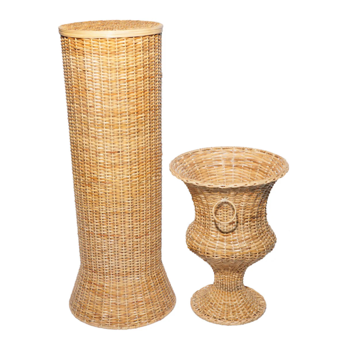 Round Wicker Urn And Pedestal | The Well Appointed House, LLC