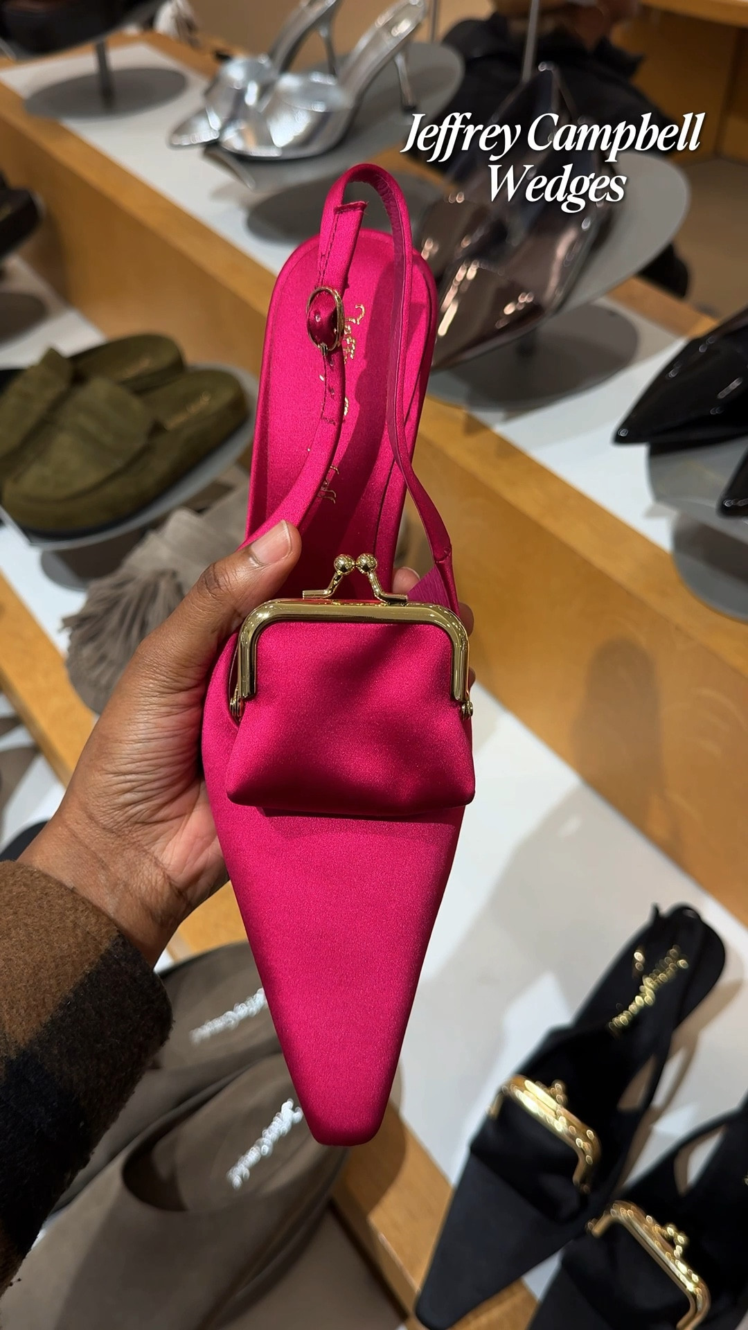The Jeffrey Campbell Pay Me satin coin purse slingback wedge heels are everything! 

So perfect for spring and summer outfits. 

If you love a unique statement heel, this is the one💅🏾 Available in pink, olive, and indigo.

#LTKSeasonal