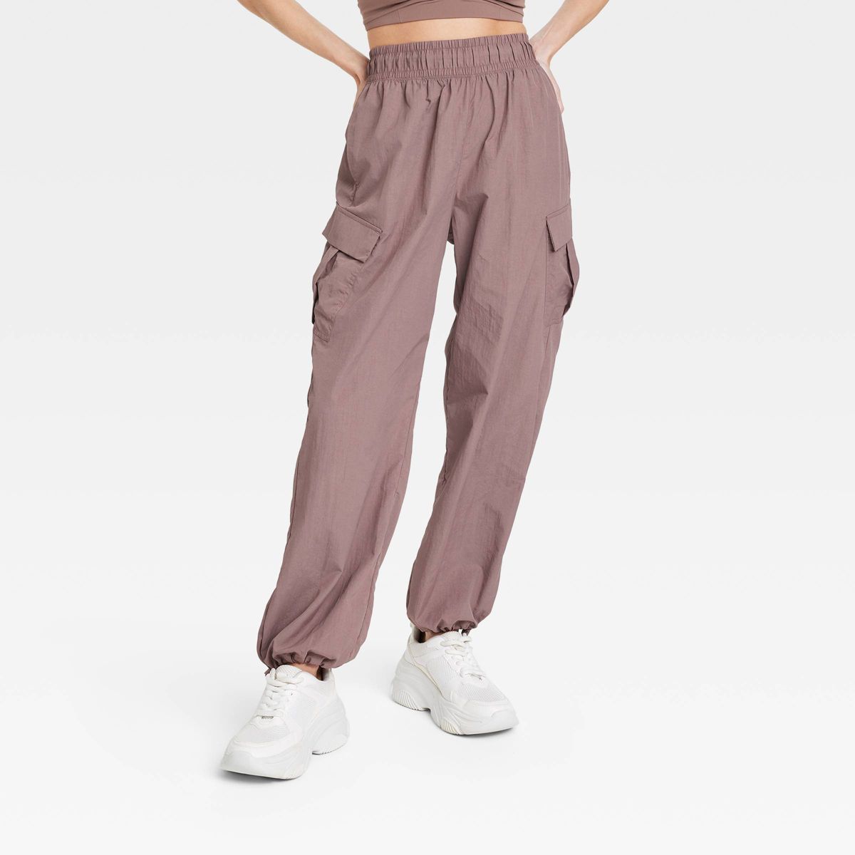 Women's High-Rise Cargo Parachute Pants - All In Motion™ | Target