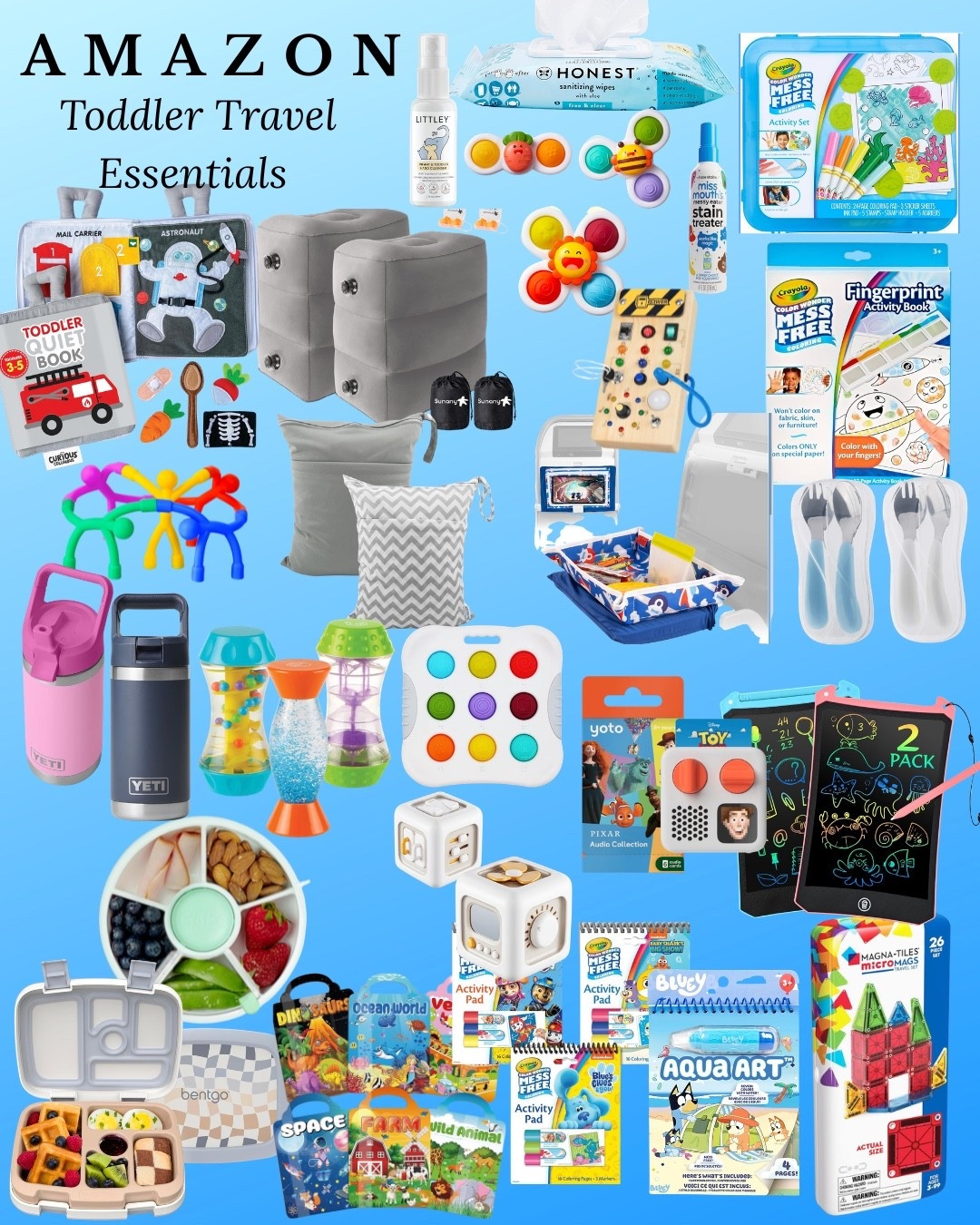 Traveling with a toddler this summer? Here are my must-have Amazon picks that actually make the trip easier. From mess-free activities to snack containers and sensory toys, these are the items that keep little ones busy and parents sane. Whether you’re flying or road tripping, having the right bag setup makes all the difference. Everything is linked in my LTK shop!

toddler travel essentials, amazon toddler finds, toddler airplane activities, travel toys for toddlers, best toddler travel gear, toddler road trip essentials, mess free toddler activities, quiet book for toddlers, toddler snack container travel, sensory toys for toddlers, Crayola mess free coloring, Yeti kids water bottle, Bentgo kids lunch box, Magna Tiles travel, Yoto player kids, busy board toddler, toddler fidget toys, inflatable toddler footrest airplane, toddler travel tray, LTK toddler, amazon kids finds 2026, summer travel with toddler, flying with a toddler tips, toddler must haves, amazon mom finds

#ToddlerTravel #AmazonToddlerFinds #TravelWithKids #ToddlerMom #MomLife #AmazonMomFinds #ToddlerActivities #MessFreeKids #KidsTravelEssentials #RoadTripWithKids #AirplaneWithToddler #ToddlerMustHaves #LTKFamily #LTKtravel #SummerTravel2026 #ToddlerApproved #AmazonFavorites #BusyToddler #SensoryPlay #QuietTimeActivities #KidsFavorites #MomApproved #PackingWithKids #TravelToys​​​​​​​​​​​​​​​​


#LTKKids #LTKKids #LTKTravel #LTKmomlife