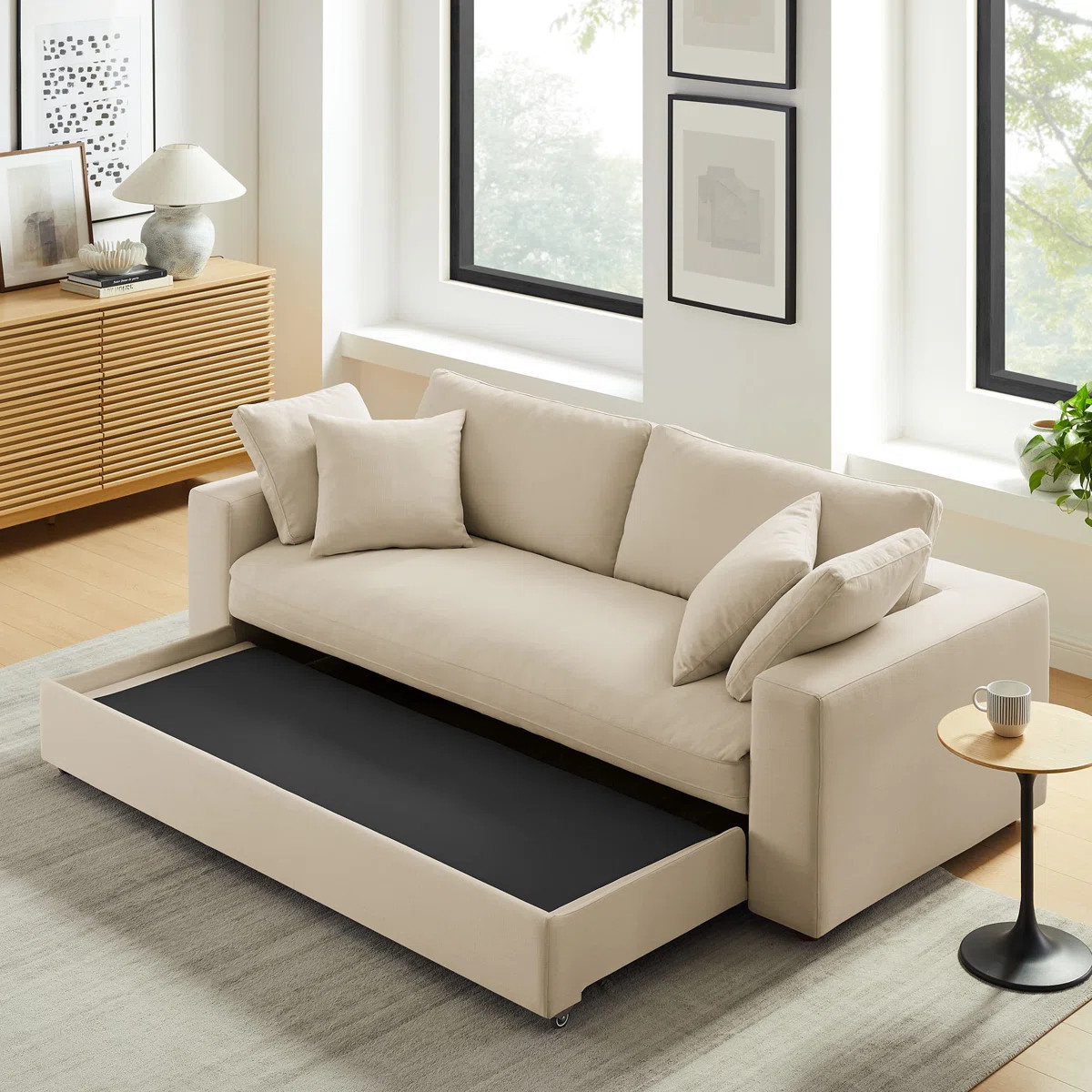 Commix Down Filled Overstuffed Sleeper Sofa In Pure White | Wayfair North America