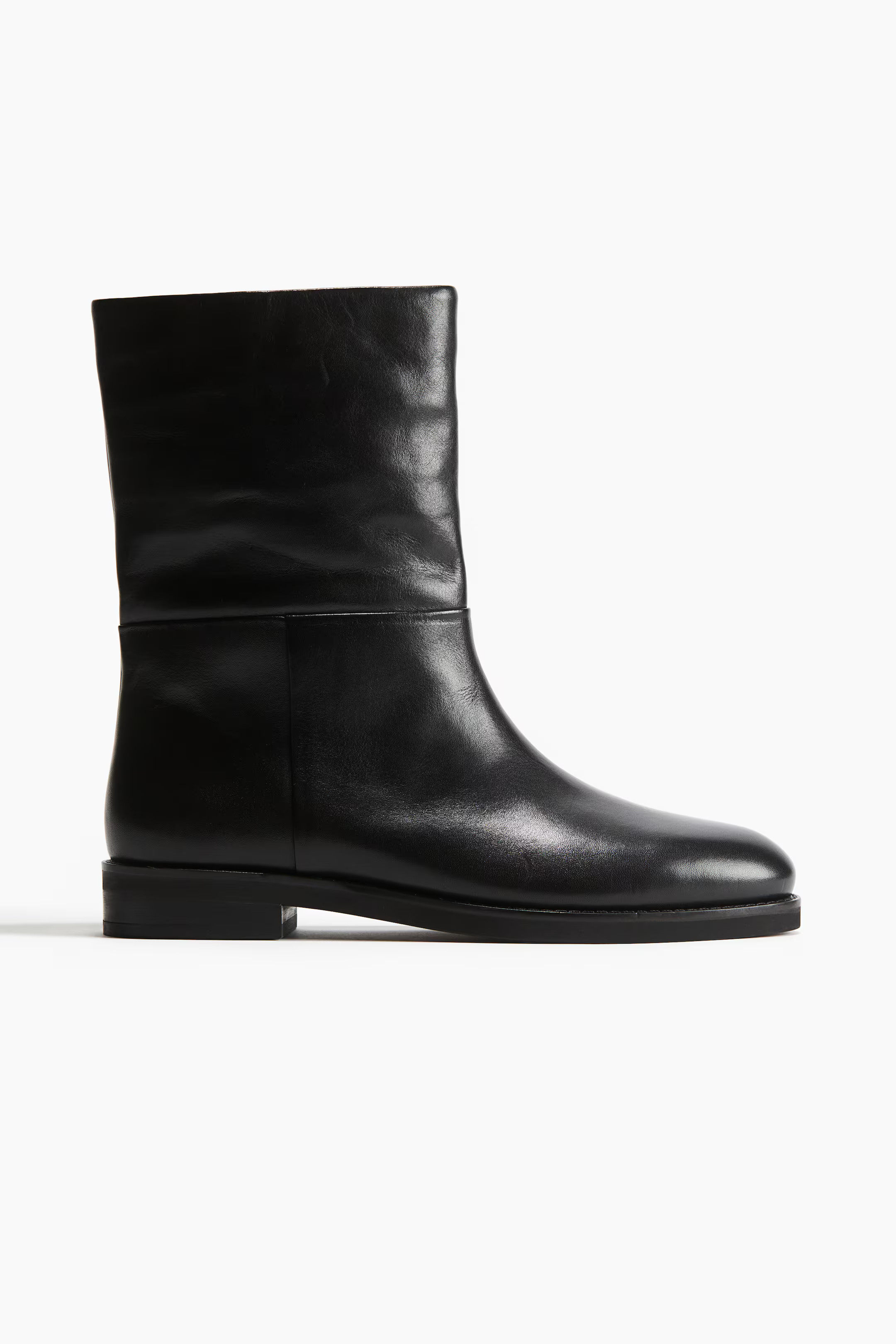 Calf-High Leather Boots - Black - Ladies | H&M US | H&M (US + CA)
