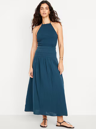 High-Waisted Crinkle Gauze Smocked Maxi Skirt | Old Navy (US)