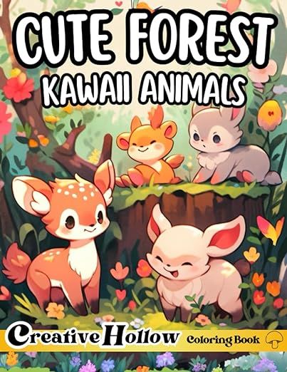 Cute Forest Kawaii Animals Coloring Book: 25+ Adorable Kawaii Animal Illustrations with Full Page... | Amazon (US)