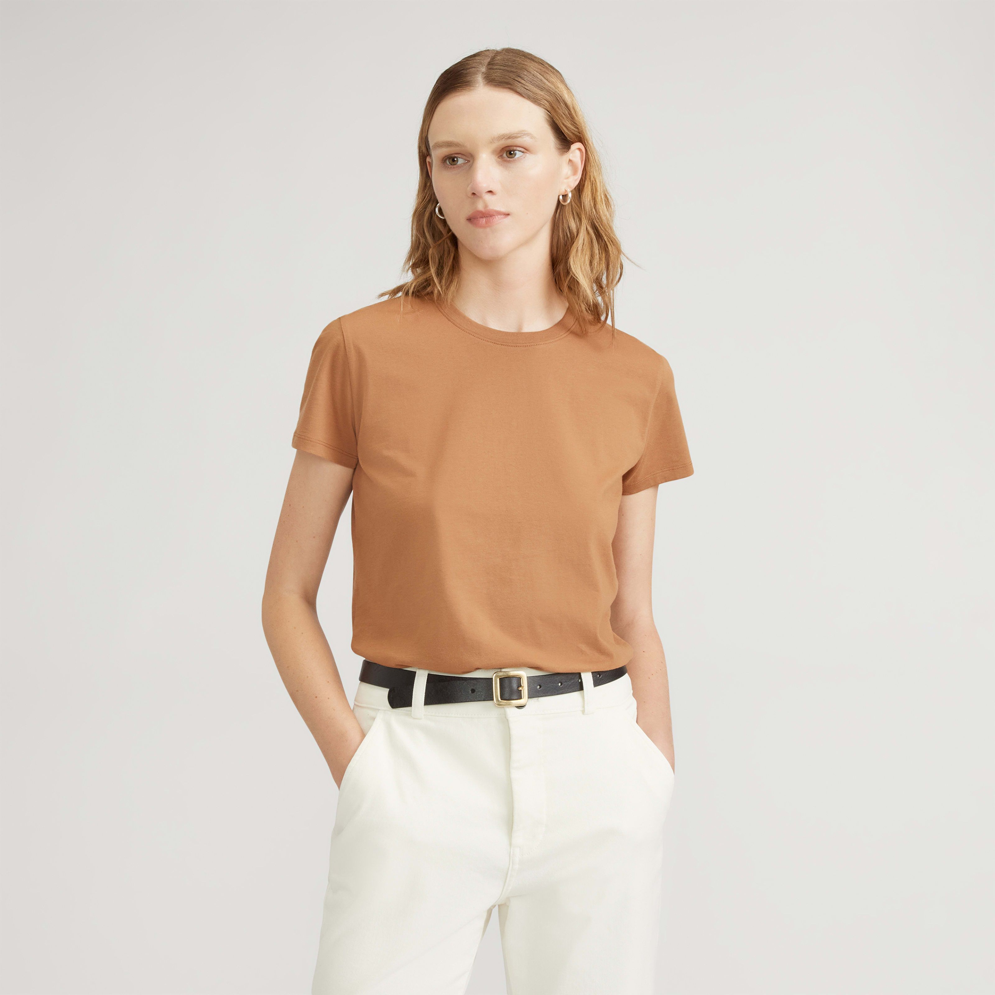 Women's Organic Cotton Box-Cut T-Shirt by Everlane in Light Brown, Size XL | Everlane