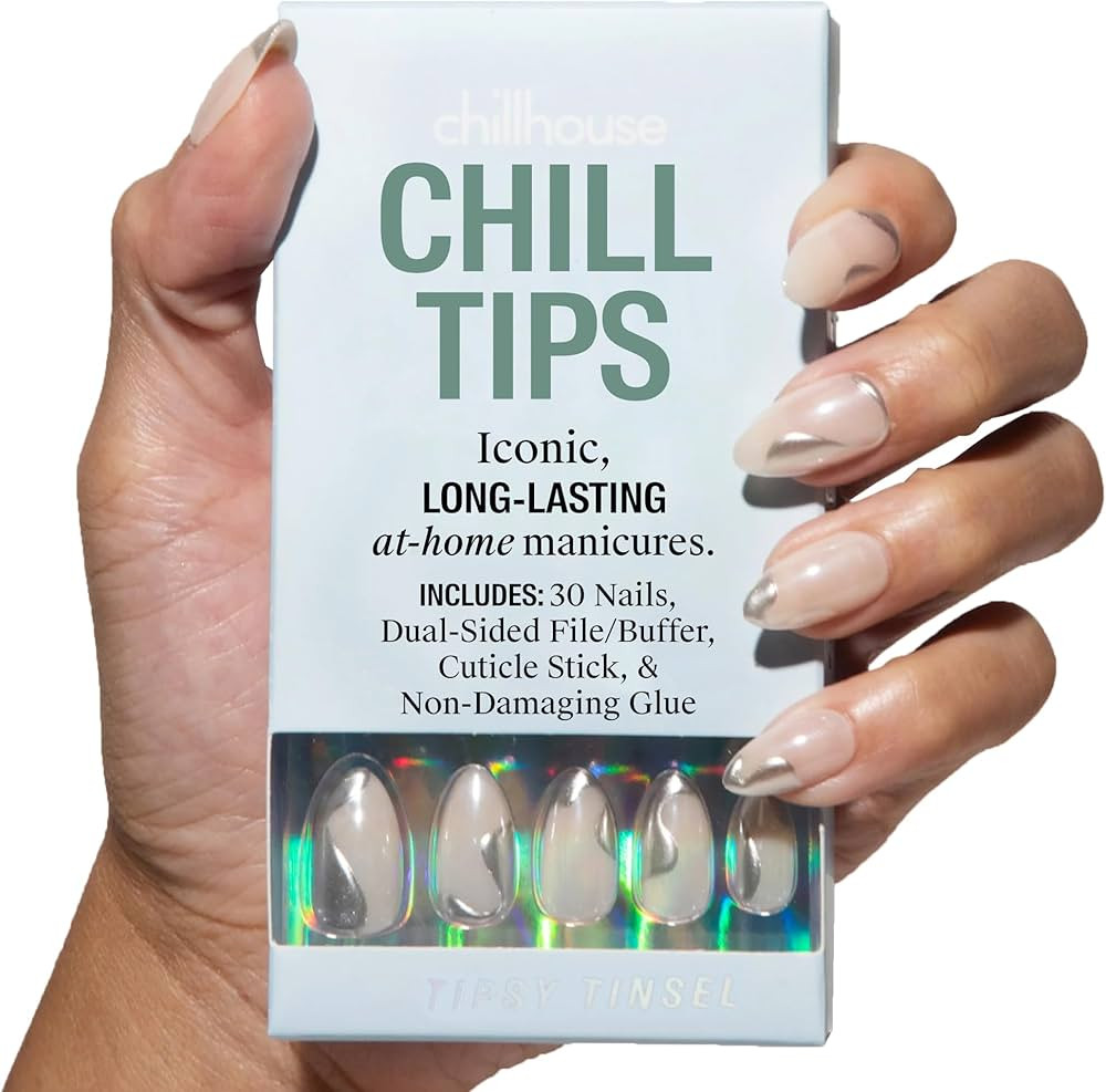 Chillhouse - Chill Tips, Press on Nails Kit - Tipsy Tinsel (Almond) - 30 Nail Shapes & Sizes - Up... | Amazon (US)