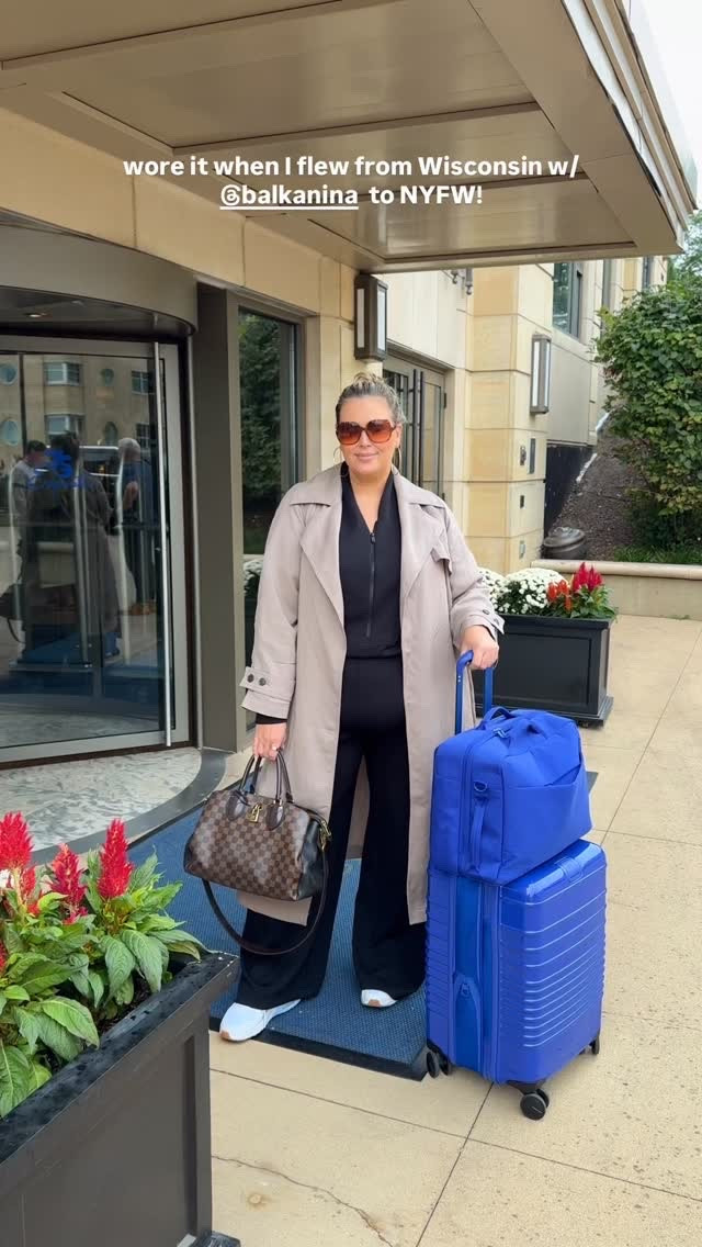 Wearing a 3x in jumpsuit and M in trench! wore it when I flew from Wisconsin w/ @balkanina  to NYFW!  @spanx  @loft  @beis

#LTKSaleAlert #LTKPlusSize #LTKOver40