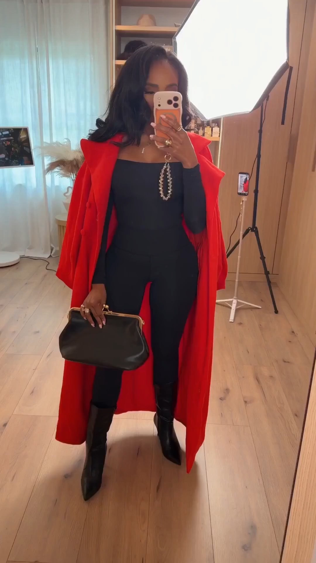 A bold pop of red done the chic way — this dramatic coat instantly elevates the classic all-black base. Sleek, polished, and powerful… this look makes an entrance without even trying.

Perfect for: holiday dinners, night out, winter events

📏 Sizing: Small top, Small bottoms  
Height — 5’4”  
138 lbs  
Bust — 34D  
Waist — 27”  
Hips — 40”

Shop instantly on the app.

Winter outfit ideas with red coat, elevated black outfit, chic holiday styling, bold statement coat looks, classic winter fashion combinations.

Follow me on Instagram and YouTube @kirasfashionfinds

Follow my LTK @kirasfashionfinds on the @shop.LTK app to view this post and get my exclusive app-only content!

#liketkit #LTKootd #LTKgrwm
@shop.ltk
https://liketk.it/5GFwd