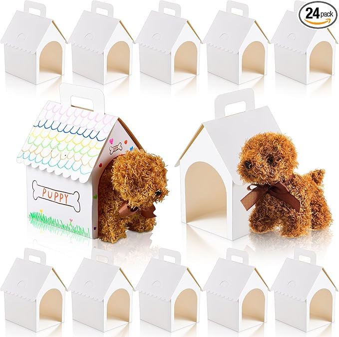 ShinyRelief 24 Pcs Dog Party Favors Boxes Dog House Shaped Treat Gift Boxes with Holes Foldable w... | Amazon (US)