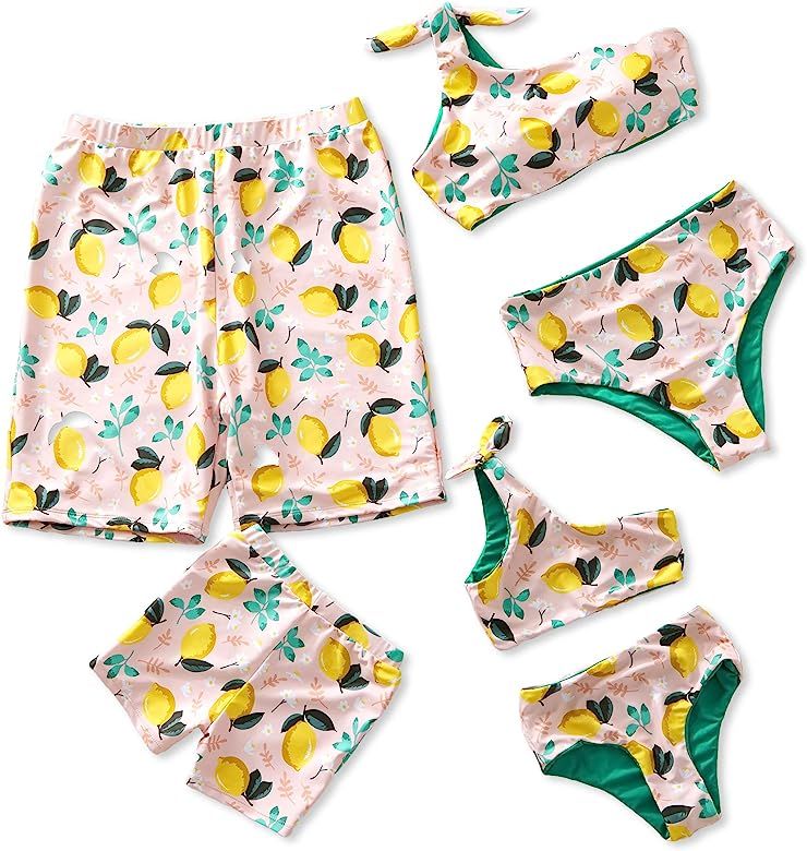 IFFEI Mommy and Me Family Matching Swimsuit One Piece Beach Wear Summer Lemon Sporty Monokini Bat... | Amazon (US)