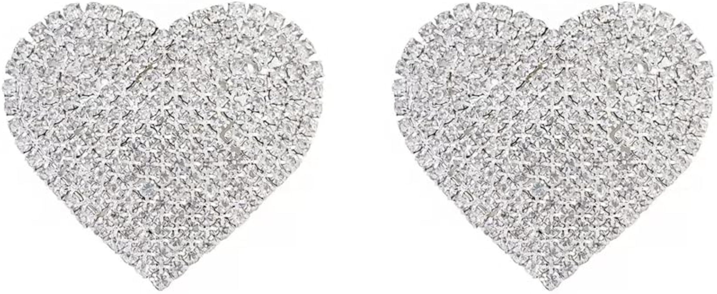 Rhinestone Heart Love Big Stud Earrings for Women Dainty 925 Sterling Silver Post Big Crystal Hea... | Amazon (US)