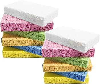 Scrub Sponge,Heavy Duty Color Cellulose Sponge,Clean Tough Messes Without Scratching (12 Pack) | Amazon (US)