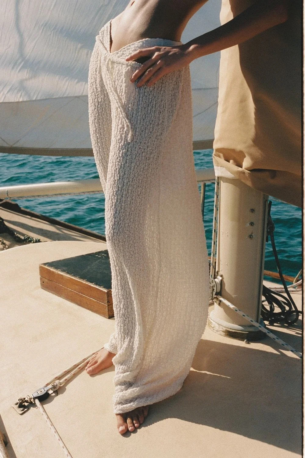 Amalia Texture Drawstring Wide-Leg Pant | Montce