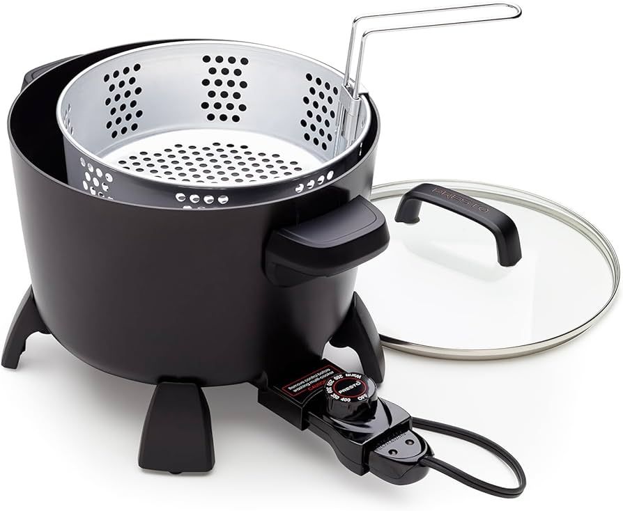 Presto 8-Quart Big Kettle, Steamer and Deep Fryer Multi-Cooker, Black | Amazon (US)