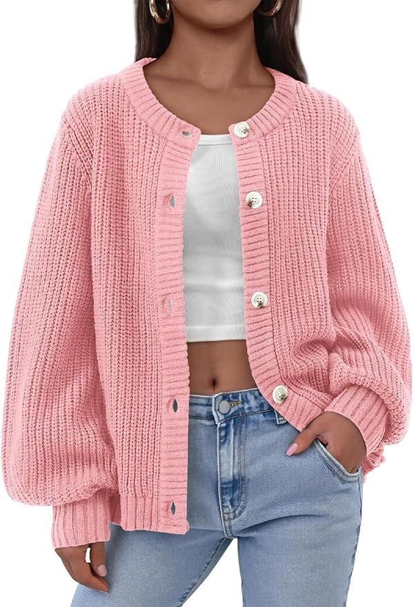 PRETTYGARDEN Womens Fall Cardigan Sweaters Crewneck Long Sleeve Button Open Front Knit Sweater Wo... | Amazon (US)