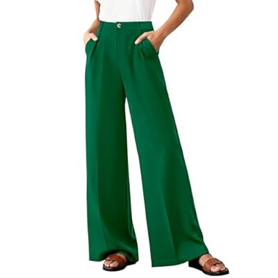 BTFBM Women's Wide Leg Palazzo Pants, Button High Waisted with Pockets, Casual W… | Amazon (US)