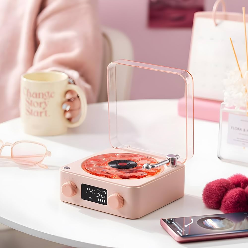 The Waves Vinyl Player, Bluetooth-Plattenspieler Mit Lichteffekt Von Wasserwellen LED Nachttischl... | Amazon (DE)