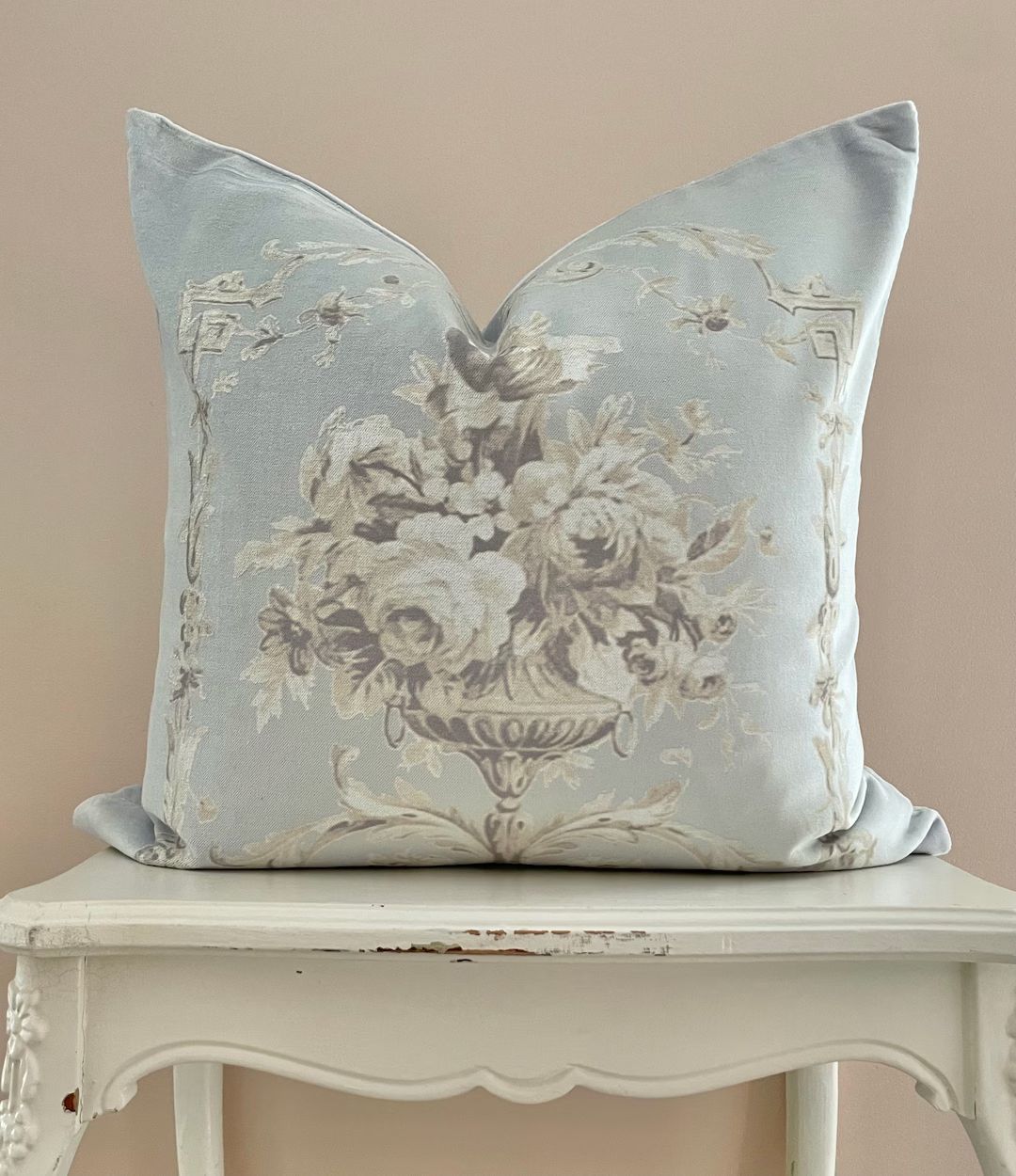Light Blue Velvet Tapestry Velvet Pillow Cover, Shabby French Country Decor, Cottage Chic Cushion... | Etsy (US)