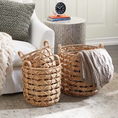 Harper & Willow Brown Fabric Coastal Storage Basket Set, Assorted, 3 pc. | Tractor Supply