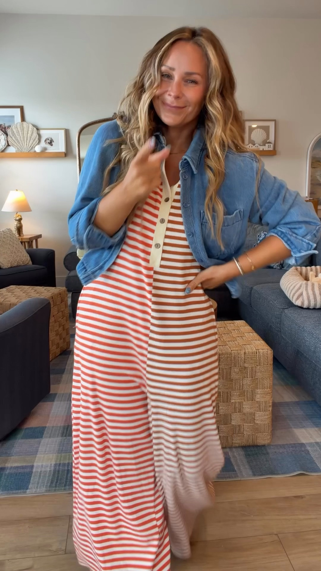 Nobody is buying a whole new fall wardrobe in August. Least of all me.

So these are three things already hanging in my closet, wearing them a little differently. Denim jacket over the striped jumpsuit. The eyelet tee with the heavier knit pants. Denim vest over the yellow skirt, which I genuinely thought was done for the season.

The trick is always the layer, not the piece.

Comment LAYERS and I’ll send you everything 🤍

#LTKdayinmylife #LTKgrwm #LTKootd