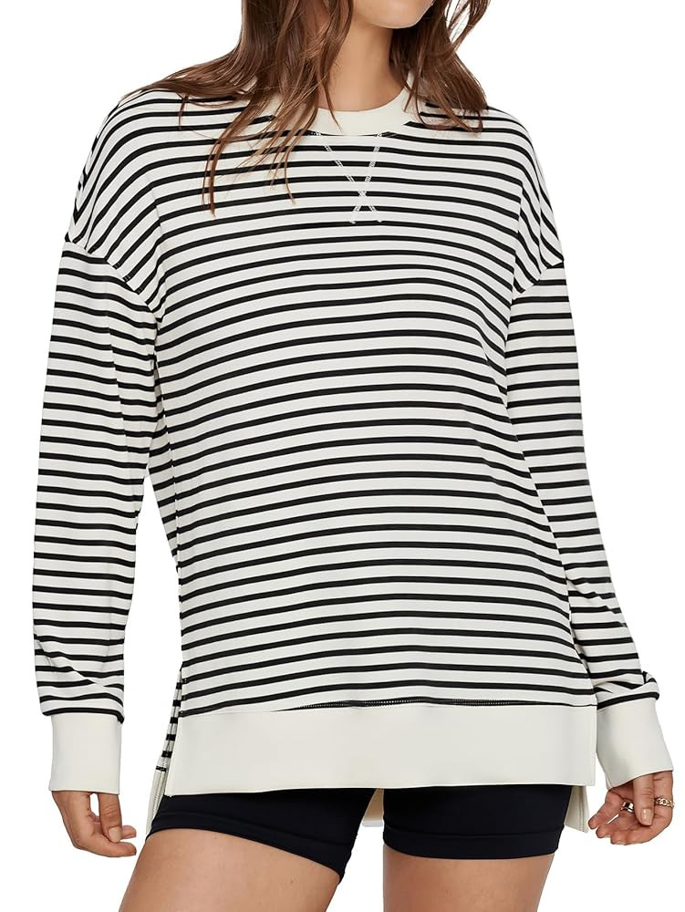 Glamaker Women's Long Sleeve Crewneck Sweatshirt Air Essentials Soft Loose Pullover Sweatshirts | Amazon (US)