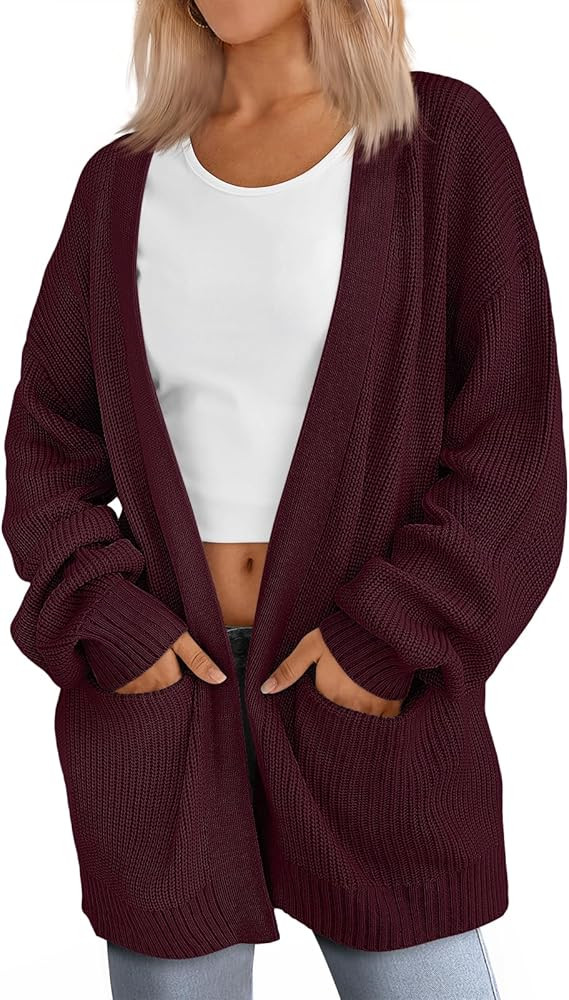 LILLUSORY Womens Oversized Cardigans Soft Knit Cardigan Sweater with Pockets | Amazon (US)