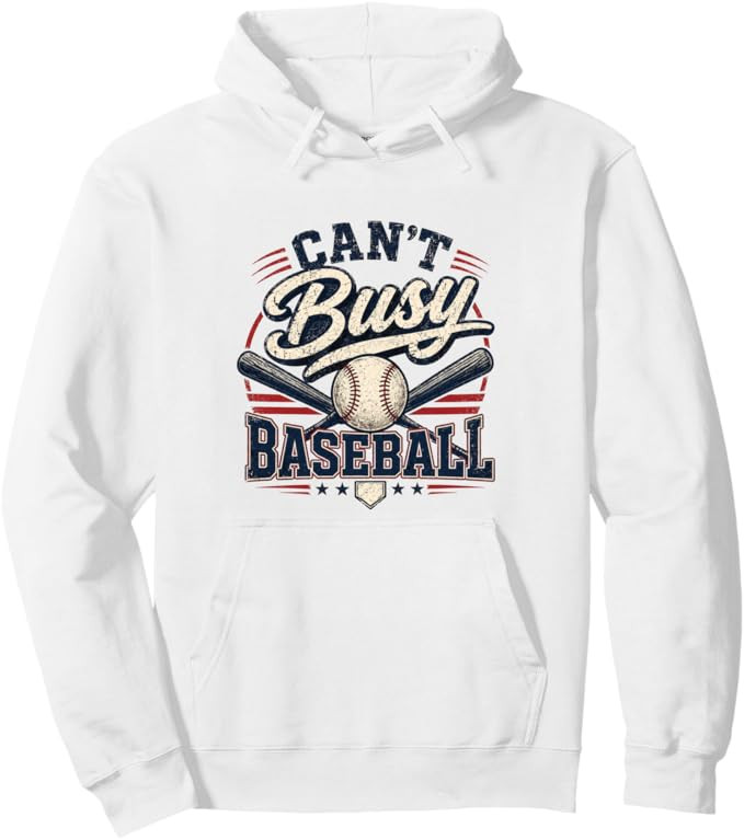 Can't Busy Baseball Vintage Retro Graphic Pullover Hoodie | Amazon (US)