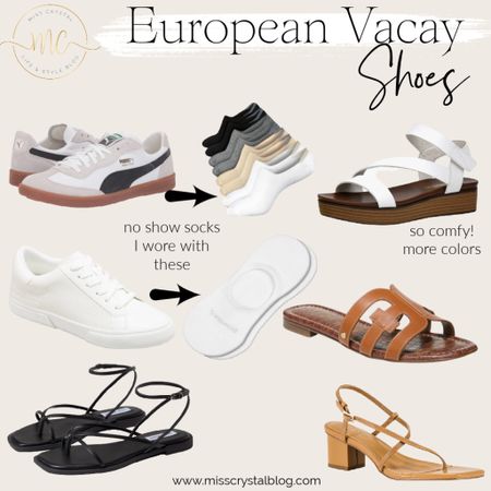 Shoes I wore while in Europe and on our Mediterranean cruise. Comfortable walking shoes are a must and all of these were great! 

#LTKtravel #LTKshoecrush #LTKeurope