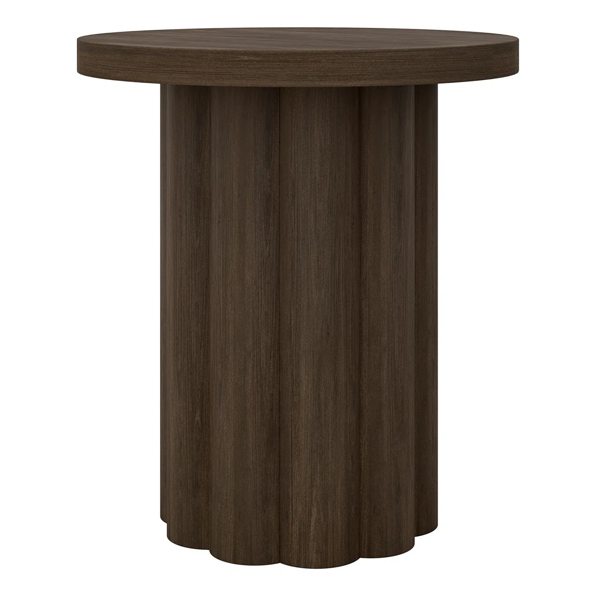 Olie 20" Wide Round Fluted Side Table in Brown Oak | Wayfair North America