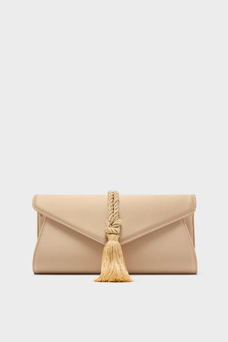 Champagne Satin Gabrielle Clutch | Tuckernuck (US)
