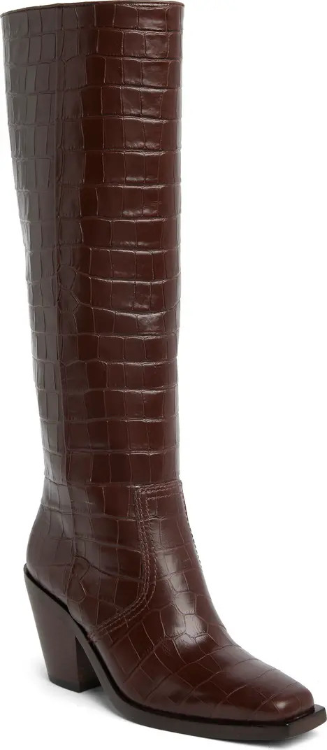 Lynn Croc Embossed Leather Boot (Women) | Nordstrom Rack