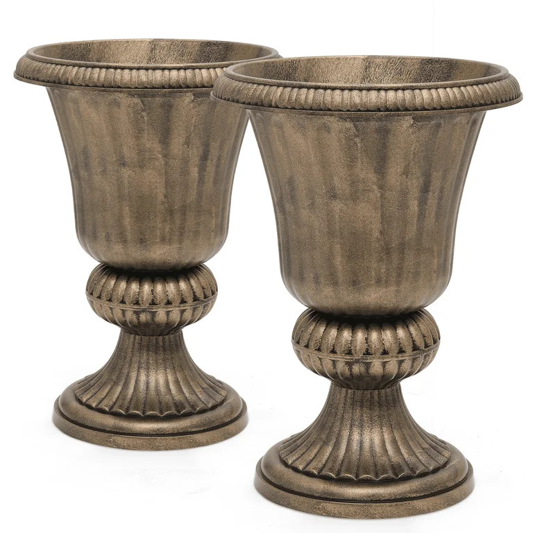 Magshion 20" Urn Planters 2-Pack, Weatherproof Tall Plastic Flower Pots for Indoor/Outdoor Garden... | Walmart (US)